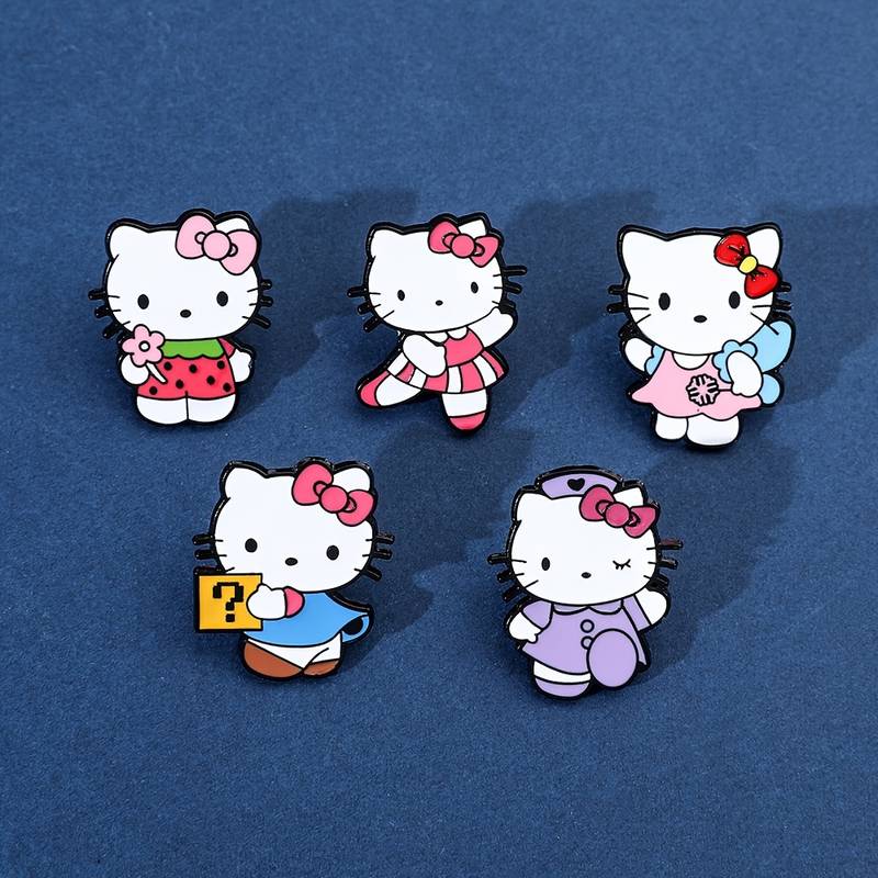 Hello Kitty Brooch For Girls Cute Kt Cat Enamel Pins - Temu